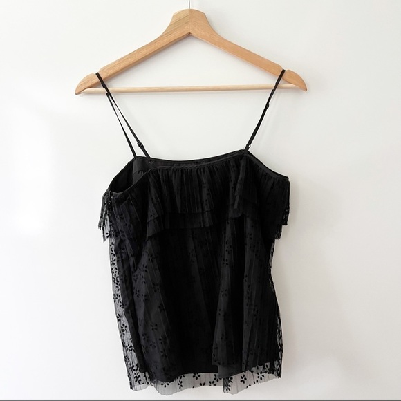 J. Crew Black Pleated Lace Fluttery Cami - Picture 3 of 10